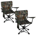ELLEGNT 2 PCS Goplus 360¡ã Swivel Hunting Chair-Folding Outdoor Seat with Cup Holder, Storage Pockets, and Cozy Backrest, Camo color