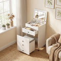 ELLEGNT 3-in-1 Vanity Desk Set-Flip-Top Mirror with Lights, Drawers, and Storage Stool for Bedroom or Dorm White