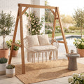 ELLEGNT Double Swing Chair with Cushions-Hanging Hammock Seat for Indoor and Outdoor, Backyard, Patio