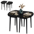 ELLEGNT Seats 4?6 Extendable Oval Dining Set with 2 Half?Round Tables for Flexible Arrangement, Black