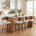 ELLEGNT 4 PCS 27 in Padded Counter Barstools Set  with Wooden Backrest and Metal Legs White