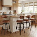 ELLEGNT 4 PCS Bar Height Swivel Stools-Faux Leather Upholstered Seat and Back, Black + Brown