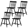ELLEGNT 4 PCS Curved Spindle Back Windsor Chairs-Turned Legs, Dining Chairs for Living Room Black