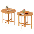 ELLEGNT 2 PCS Outdoor Folding Dining Table-36 in Round, Slatted Tabletop, Space?Saving for Backyard or Patio