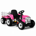 ELLEGNT Kids Ride-On Tractor with Trailer, 12V Battery Powered, Pink