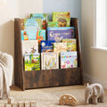 ELLEGNT Toddler Book Rack - 4-Tier Kids Wooden Bookshelf with Deep Shelves, Brown