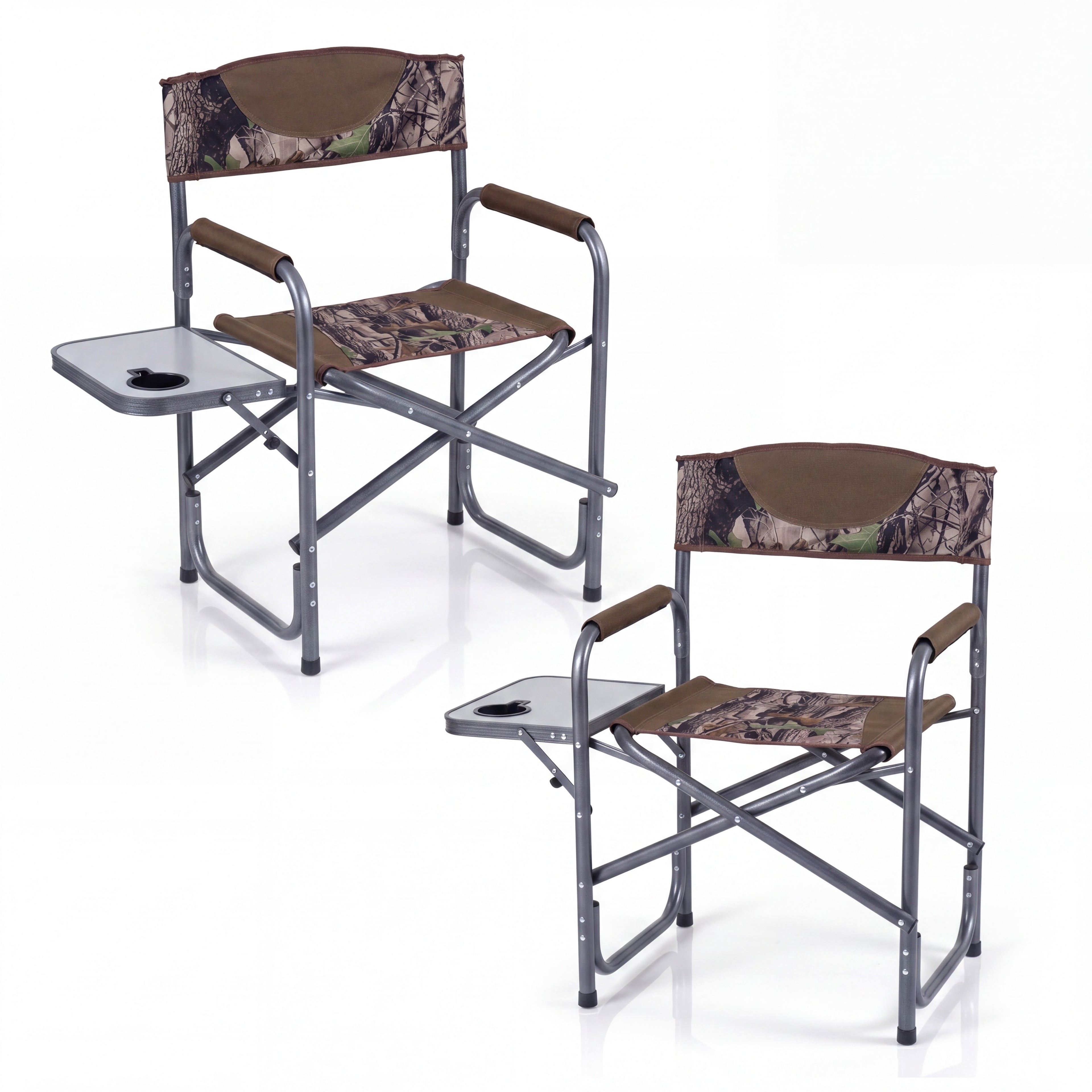ELLEGNT 2 PCS Lightweight Folding Camping Chair, Portable Director Style with Side Table, Camouflage