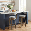 ELLEGNT 2 PCS, 27 in Upholstered Swivel Bar Stool with Back-Wooden Counter Height Kitchen Chair, Gray