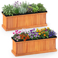 ELLEGNT 2 PCS Wood Raised Garden Bed for Growing Flowers Vegetables Herbs, Rectangular Planter Box with Drainage Holes & Liner, Outdoor Gardening Kit for Patio Backyard Balcony, 28" x 10" x 10"