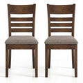 ELLEGNT 2 PCS Wooden Dining Chairs-Rubber Wood Frame, Curved Slatted Back for Home or Restaurant Walnut