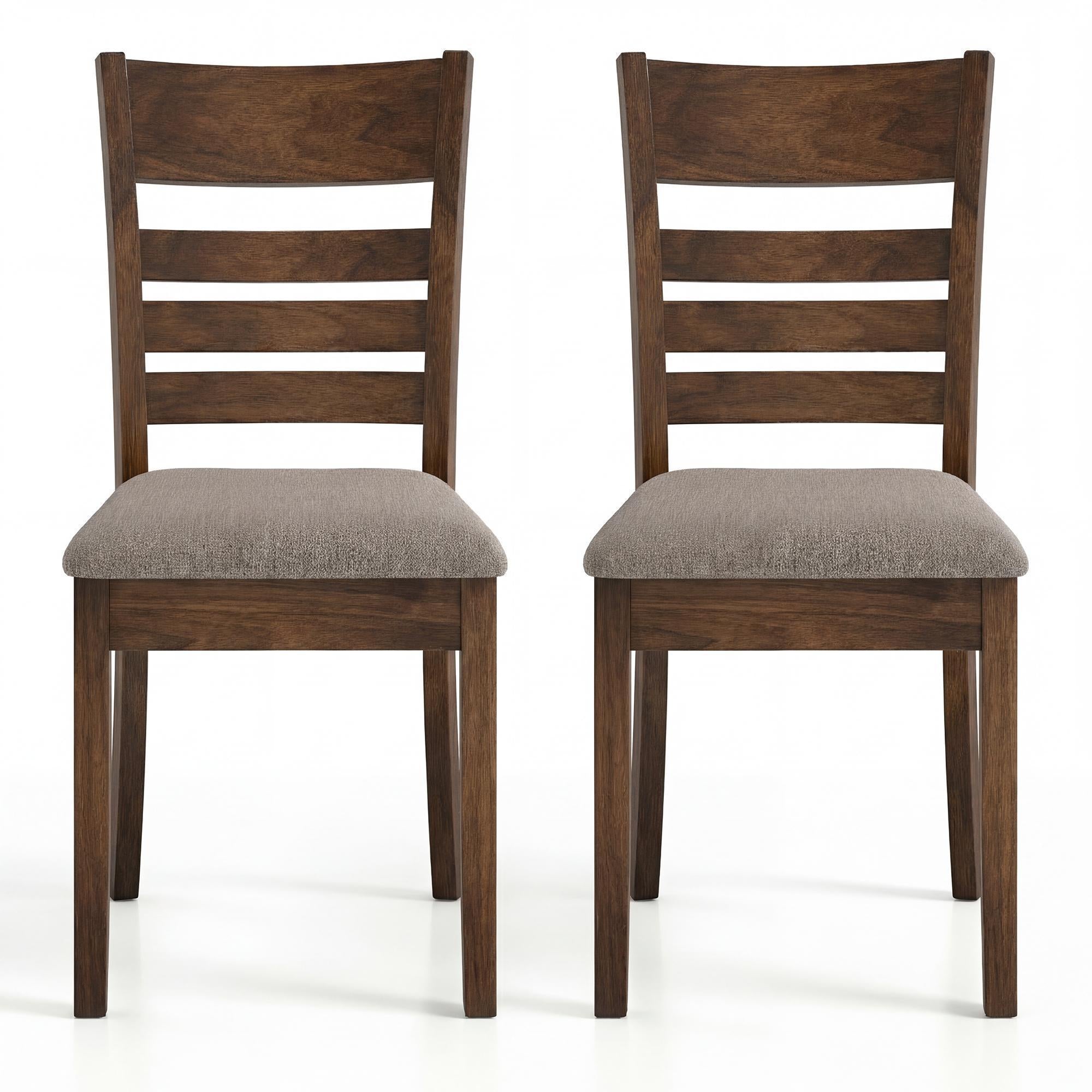 ELLEGNT 2 PCS Wooden Dining Chairs-Rubber Wood Frame, Curved Slatted Back for Home or Restaurant Walnut