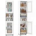 ELLEGNT 2 PCS Bathroom Cabinet-Floor Storage, 2 Fluted Doors, 4 Rubber Feet, White