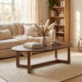 ELLEGNT 46 in Oval Coffee Table with Thickened Top-Solid Rubber Wood Frame for Living Room Walnut