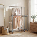 ELLEGNT Double Rod Clothes Rack with Extendable Height & Width - Ideal for Dressing Room, Laundry Area