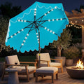 ELLEGNT 9 FT Solar LED Patio Umbrella with Weighted Base and Sandbags-Outdoor Umbrella for Garden or Deck Turquoise