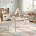 ELLEGNT 3-Piece Toddler Play Furniture-Solid Pine Wood Frame, Curved Backrest, Round Seats for Kids' Room, White