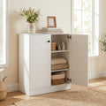 ELLEGNT Buffet Cabinet Sideboard-2?Door Storage Unit with 3 Shelves for Kitchen or Hallway, White