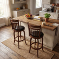 ELLEGNT 2 PCS Swivel Bar Stools with Backs-30 in Counter Height Stools with Solid Wood Legs and Footrest for Home Bar,Expresso
