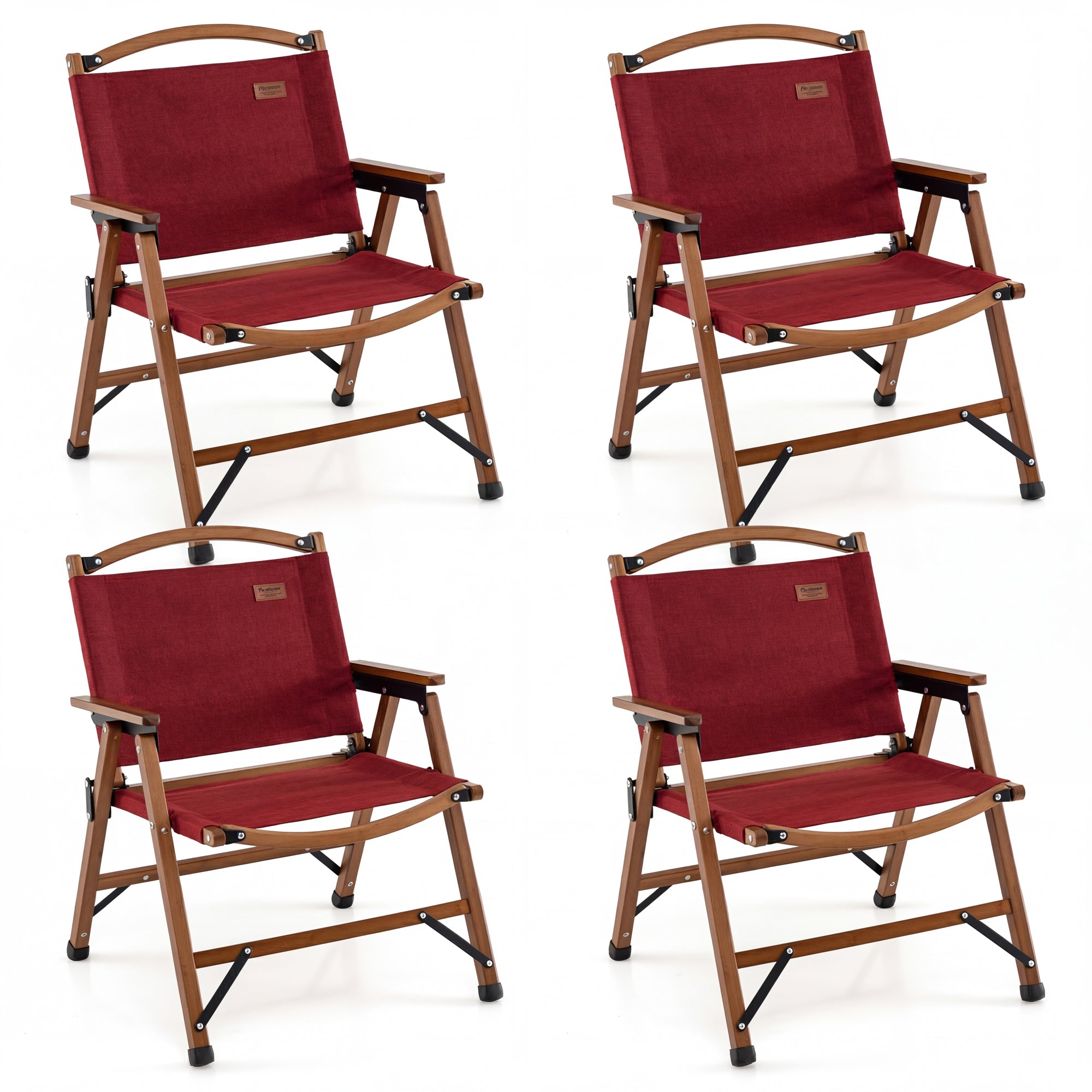ELLEGNT 4 PCS Portable Folding Bamboo Camp Chair-900D Oxford, 330LBS Capacity, Lightweight for Travel, Beach, Fishing, Picnic, Patio