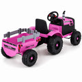 ELLEGNT 24V Kids Ride On Tractor with Detachable Trailer, Remote Control, LED Lights, Ages 3-8, Pink