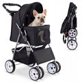 ELLEGNT 4-Wheel Foldable Pet Stroller-Breathable Mesh Dog Cat Stroller up to 33 lbs Black
