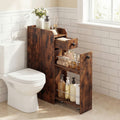 ELLEGNT Bathroom Storage Cabinet on Rolling Wheels - Slim Design, Slide-Out Drawer, Spacious Top, Rustic Brown