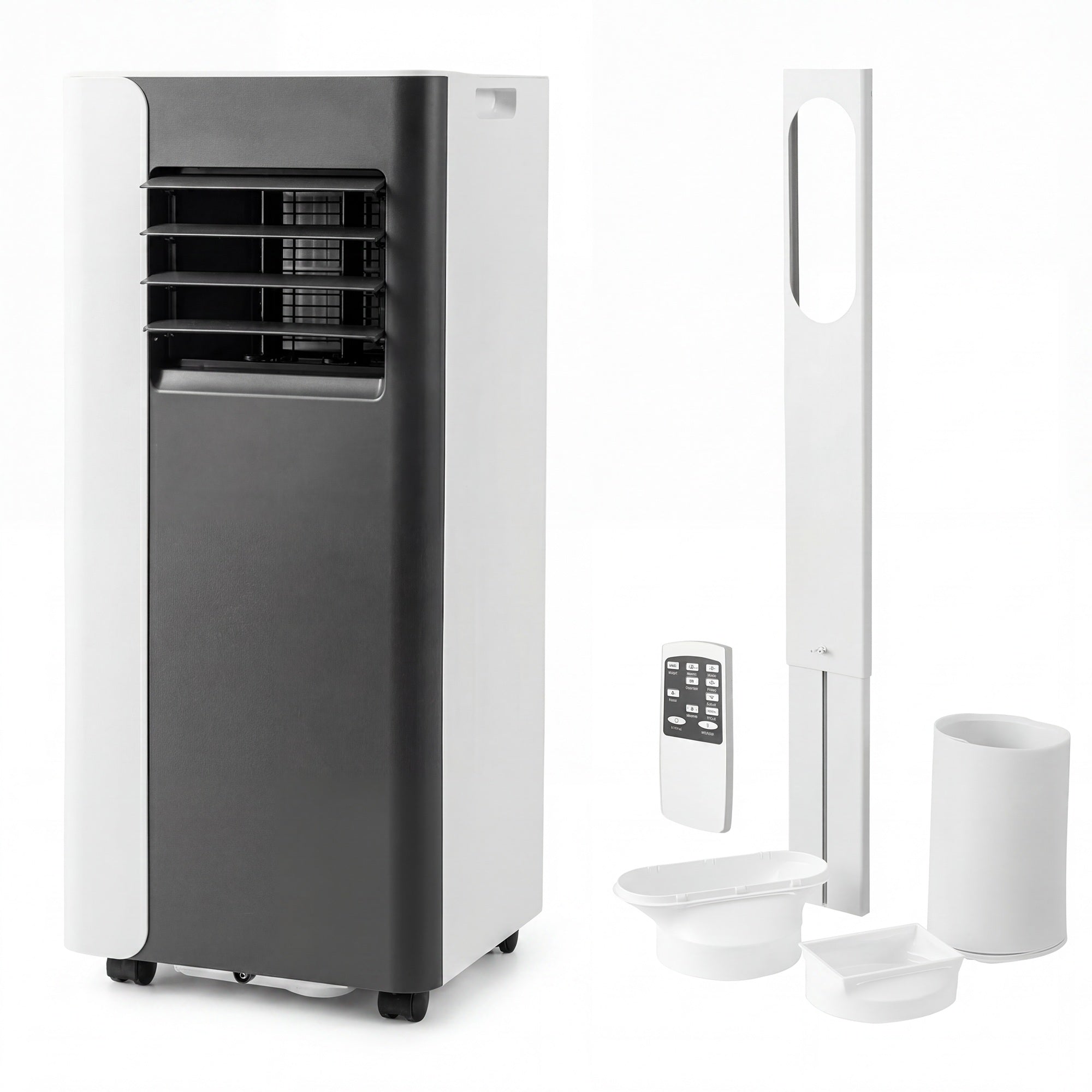 ELLEGNT 8000 BTU Standing AC Unit, Portable Air Conditioner, Mobile Air Cooler with Fan and Dehumidifier, Sleep Mode Remote Control and 24H Timer for Rooms Up to 350 Sq.Ft