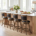 ELLEGNT 4 PCS and 24 in Swivel Bar Stools with Solid Rubber Wood Frame-Kitchen Island Counter Stools