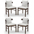 ELLEGNT 4 PCS Solid Wood Dining Chairs-Curved Backrest, Removable Cushion Pillow and Soft Padded Seat,  Gray + Brown