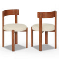 ELLEGNT 2 PCS Modern Teddy Fleece Dining Chairs-Curved Backrest, Round Upholstered Seat for Home or Restaurant