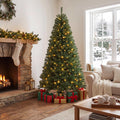 ELLEGNT 7 FT Pre?lit Christmas Tree with 250 Warm White LEDs-PVC Branch Tips (830 pcs), Assembly Gloves