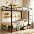 ELLEGNT Full Size Metal Bunk Bed-Heavy-Duty Full Over Full with Safety Guardrails