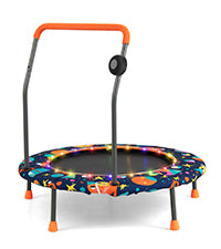 ELLEGNT 36 Inch Toddler Trampoline with Detachable Handle-Kids Indoor Mini Trampoline with LED Lights and Bluetooth Speaker, Fun Gift for Children
