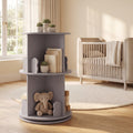 ELLEGNT Corner Spinning Bookshelf for Kids-Round Rotating Bookcase with Bear Baffles