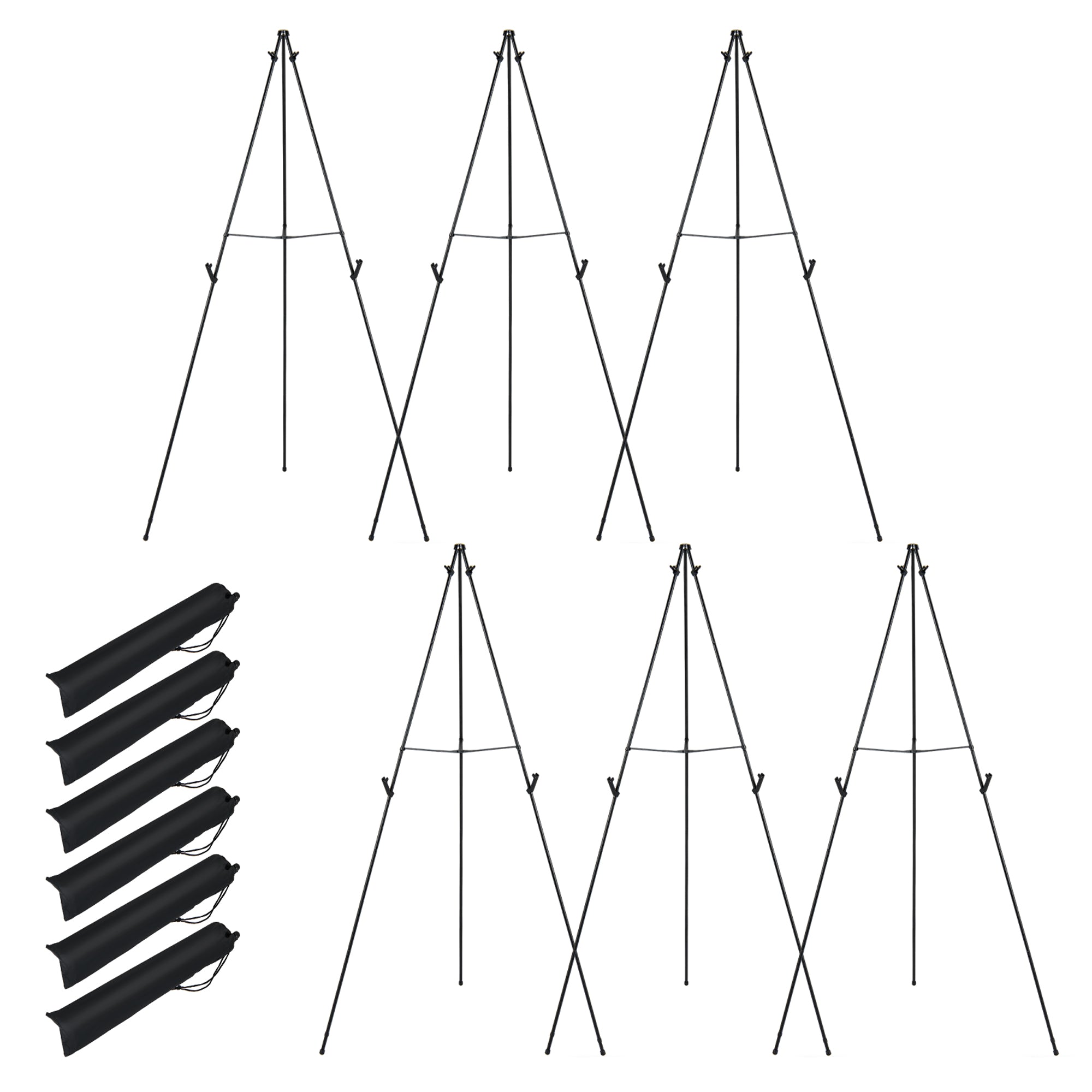 ELLEGNT Portable Tripod Easels Set of 6-Includes Carry Bags, Anti?Slip Pads and Adjustable Card Slots