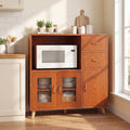 ELLEGNT 3?Door Kitchen Sideboard Cabinet-36 in Wide, with Open Compartment and 2 Drawers, Buffet Storage, Brown