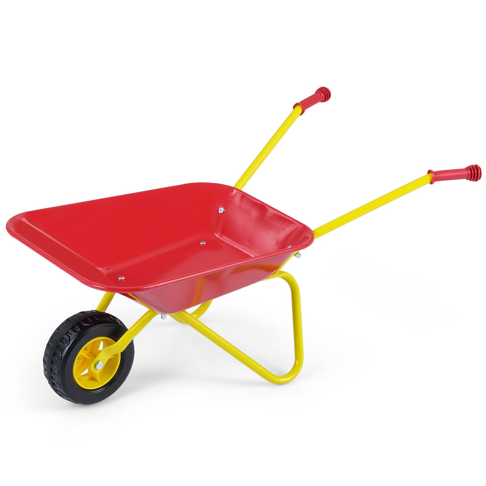 ELLEGNT Children's Garden Cart-Kids Wheelbarrow with All?Terrain Wheels for Indoor and Outdoor Play, Red + Yellow