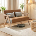 ELLEGNT Loveseat for Small Spaces-Soft Chenille Armchair with Throw Pillows, Brown