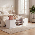 ELLEGNT 2-Door Shoe Bench-Adjustable Shelves, 6 Storage Compartments, Hidden Shoe Storage for Entryway,White
