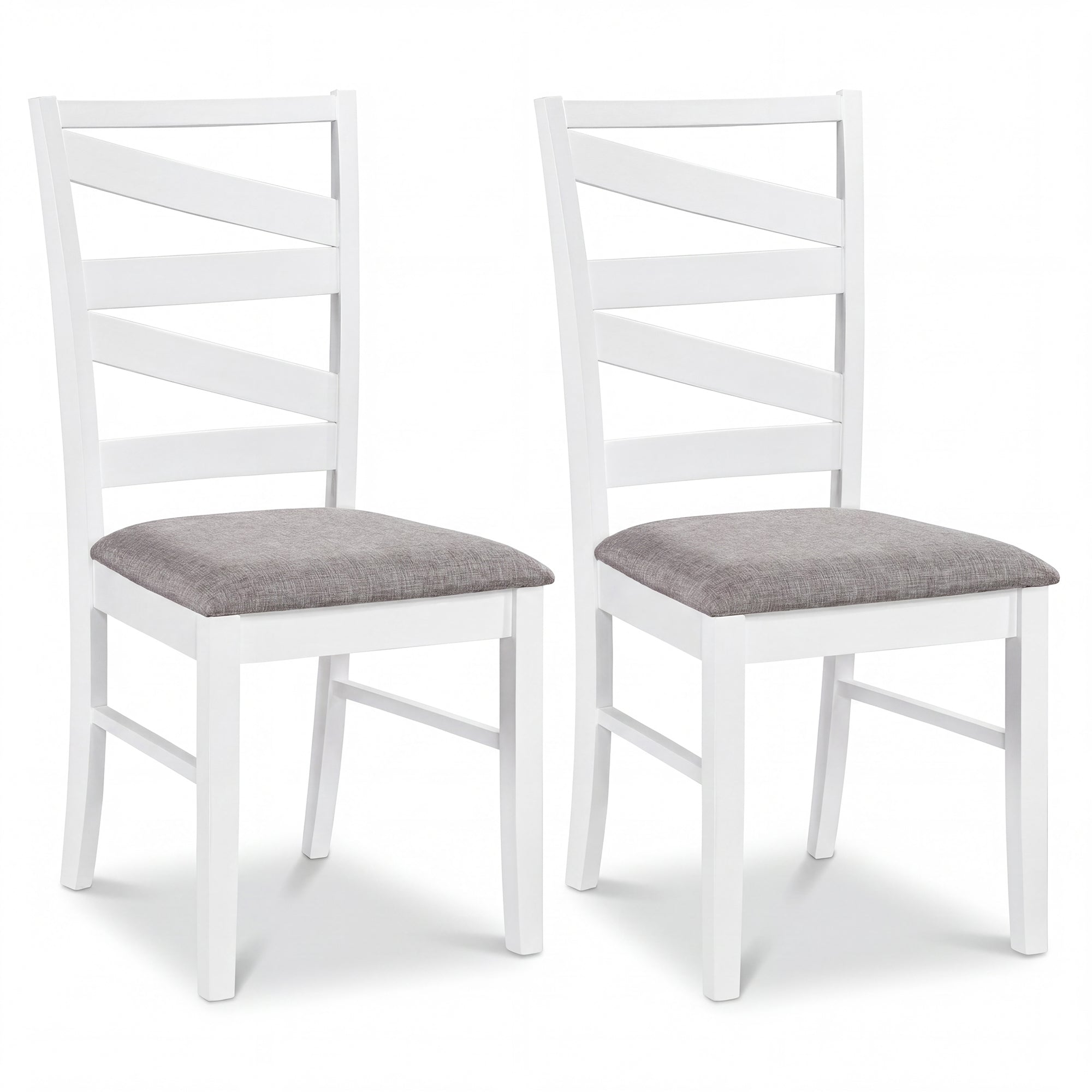 ELLEGNT 2 PCS Dining Chairs with Linen Upholstery-Tall Backrests, Fabric Seats for Dining Room or Kitchen,White + Gray
