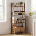 ELLEGNT Ladder Shelf 4-Tier Bamboo Plant Display Stand Home Bookshelf,  Brown