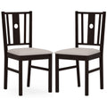 ELLEGNT 2 PCS Upholstered Rubber Wood Dining Chairs ¨C Fabric Padded Seat, Slatted Curved Back, Farmhouse Armless Side Chairs for Kitchen