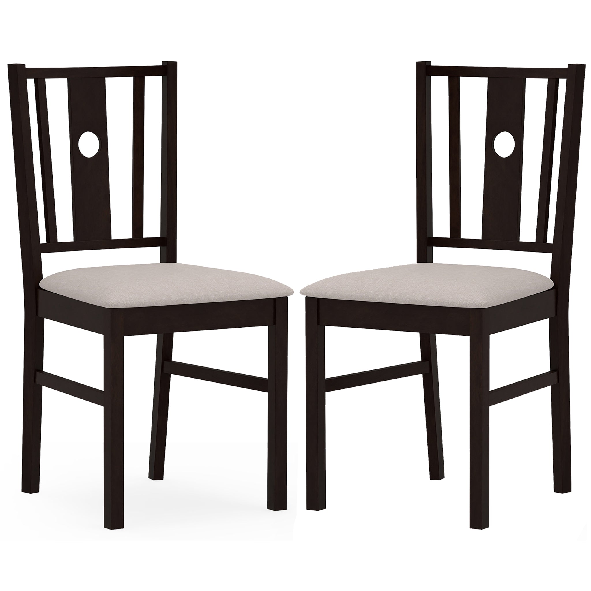 ELLEGNT 2 PCS Upholstered Rubber Wood Dining Chairs ¨C Fabric Padded Seat, Slatted Curved Back, Farmhouse Armless Side Chairs for Kitchen