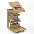 ELLEGNT 1 PCS Rolling C-Table with Storage Pocket, Height-Adjustable Top, Edge Stopper, Natural