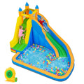 ELLEGNT 3-in-1 Inflatable Water Park, Bounce House, Water Park with Curved Slide, Climbing Wall & Large Splash Pool for Backyard Kids Parties, with 680W Blower