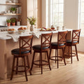 ELLEGNT 4 PCS Faux Leather Swivel Barstools with Backrest, 25 in Counter Height
