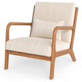 ELLEGNT 1 PCS Modern Accent Chair with Rubber Wood Armrests-Corduroy Upholstered Lounge Chair for Living Room, Bedroom Beige + Brown