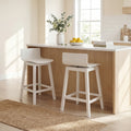 ELLEGNT 2-Pack 24.5 in Bar Stools, Counter Height with Footrest, Solid Rubberwood Legs White