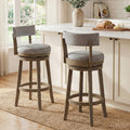 ELLEGNT 2 PCS, 31.5 in Upholstered Swivel Bar Stool with Back-Wooden Counter Height Kitchen Chair, Gray
