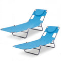 ELLEGNT 2 PCS 5?Position Adjustable Backrest Folding Lounge Chair-Patio Tanning Chair for Beach or Garden, Turquoise